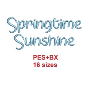 Puede incluir: Diseño de bordado Springtime Sunshine en color azul claro. Formatos PES+BX. 16 tamaños.