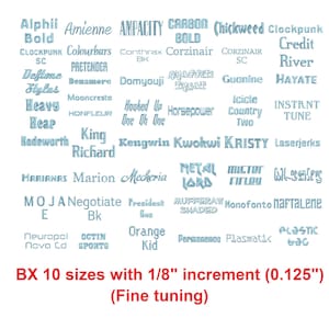 Typodermic© 50 borduurlettertypen BX 10 maten met stappen van 1/8" (0,125") - eerst proberen - later kopen! Gratis Embrilliance-software (RLA)
