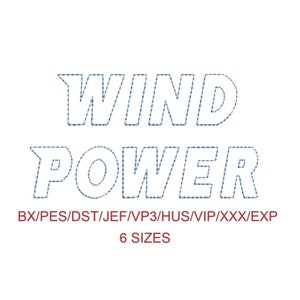 Windpower Bean Stitch Outline embroidery font