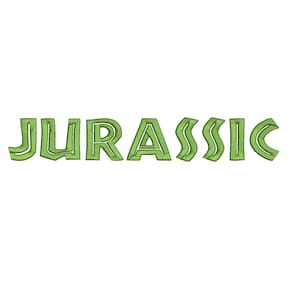 Jurassic embroidery font bx (compatible with 17 machine file formats), dst, exp, pes, jef and xxx, Sizes 1, 1.5, 2 inches