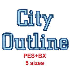 City Outline 2 colors embroidery font formats PES+BX 5 sizes