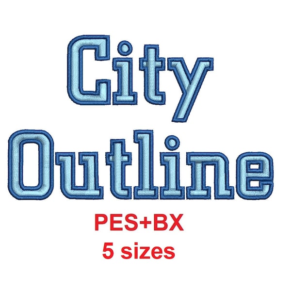 City Outline 2 colors embroidery font formats PES+BX 5 sizes