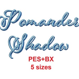 Pomander Shadow 2 colors embroidery font formats PES+BX 5 sizes