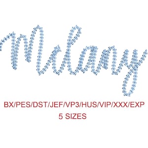 Melany thin chain stitch machine embroidery font 5 sizes