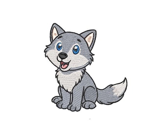 Baby Wolf Embroidery Design