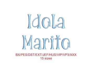 Idola Marito embroidery font 15 sizes 9 file formats (SNAS)