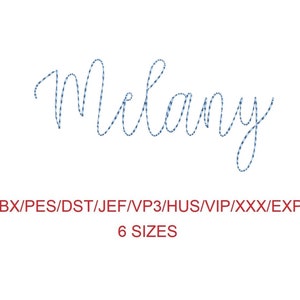 Melany Bean Stitch machine embroidery font 6 sizes