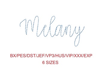 Melany Bean Stitch machine embroidery font 6 sizes