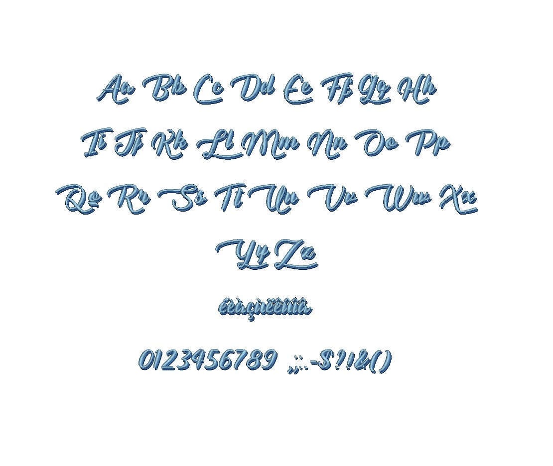 Liar Script Font Liar Script Shadow Embroidery Font Formats Bx + Pes, Sizes 0.50 (1/2 ...