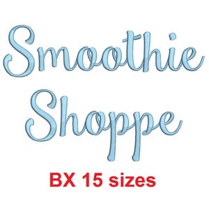 Smoothie Shoppe embroidery BX font Sizes 0.25 1/4, 0.50 1/2, 1, 1.5, 2, 2.5, 3, 3.5, 4, 4.5, 5, 5.5, 6, 6.5, and 7 inches image 1