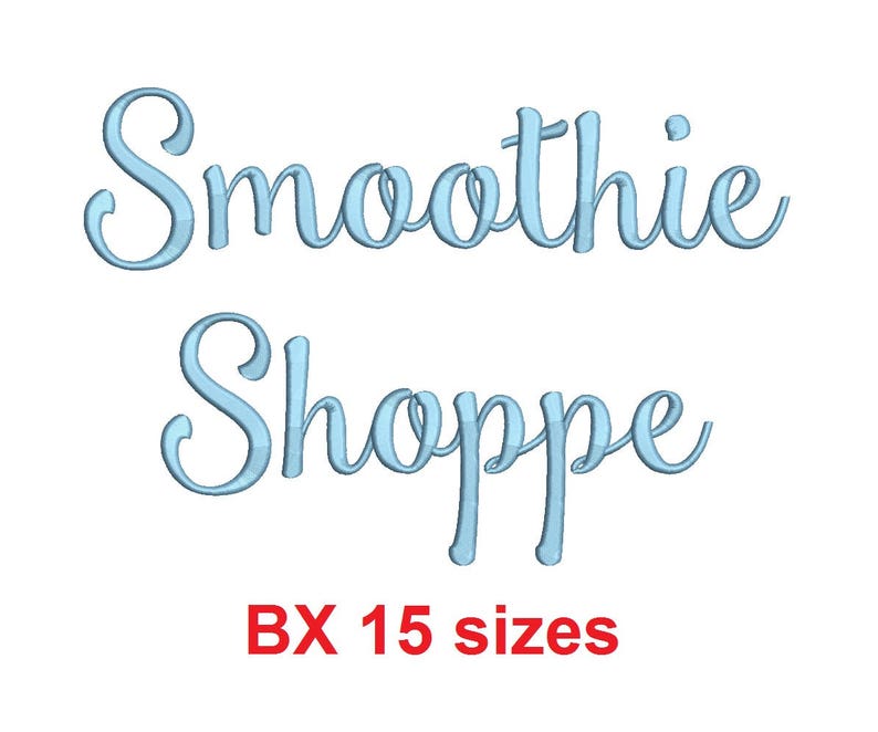 Smoothie Shoppe embroidery BX font Sizes 0.25 1/4, 0.50 1/2, 1, 1.5, 2, 2.5, 3, 3.5, 4, 4.5, 5, 5.5, 6, 6.5, and 7 inches image 1