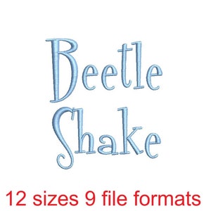 Käfer Shake Embroidery Schriftart - 12 Größen und 9 Dateiformate