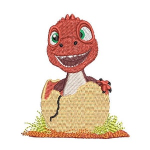 Baby T-Rex Hatching embroidery designs (file formats in pes, vp3, vip, xxx, hus, exp, dst, jef)