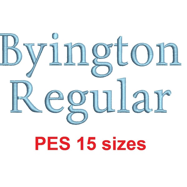 Font per ricamo a blocchi Byington Regular™ PES 15 Dimensioni 0,25 (1/4), 0,5 (1/2), 1, 1,5, 2, 2,5, 3, 3,5, 4, 4,5, 5, 5,5, 6, 6,5 e 7" (RLA)