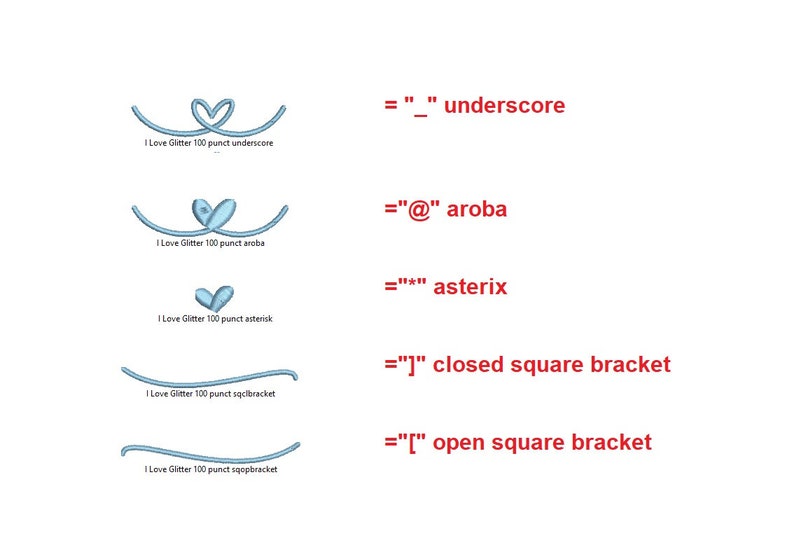 I Love Glitter embroidery BX font Sizes 0.25 1/4, 0.50 1/2, 1, 1.5, 2, 2.5, 3, 3.5, 4, 4.5, 5, 5.5, 6, 6.5, 7 MHA image 3