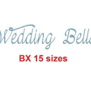 Wedding Bells embroidery BX font Sizes 0.25 (1/4), 0.50 (1/2), 1, 1.5, 2, 2.5, 3, 3.5, 4, 4.5, 5, 5.5, 6, 6.5, and 7&quot; (MHA)