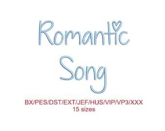 Romantic Song embroidery font with commercial license (MHA)