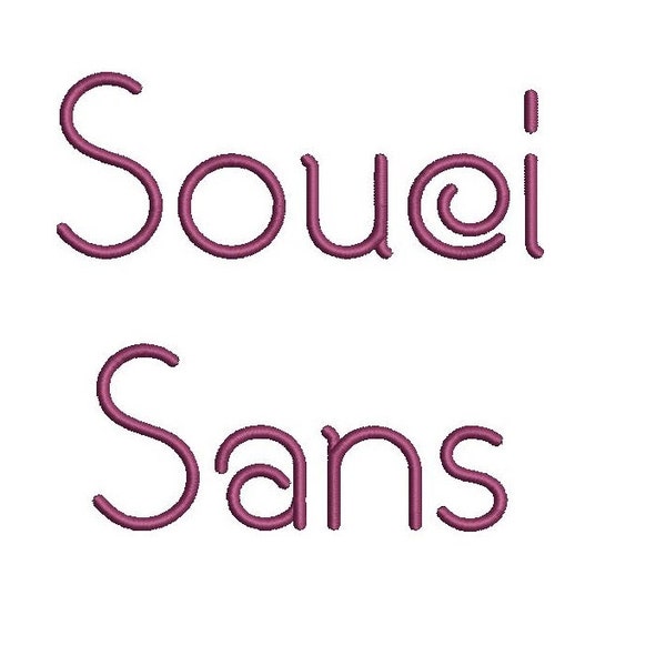 Souci Sans embroidery font bx (compatible with 17 machine file formats), dst, exp, pes, jef and xxx, Sizes 1, 1.5, 2 inches