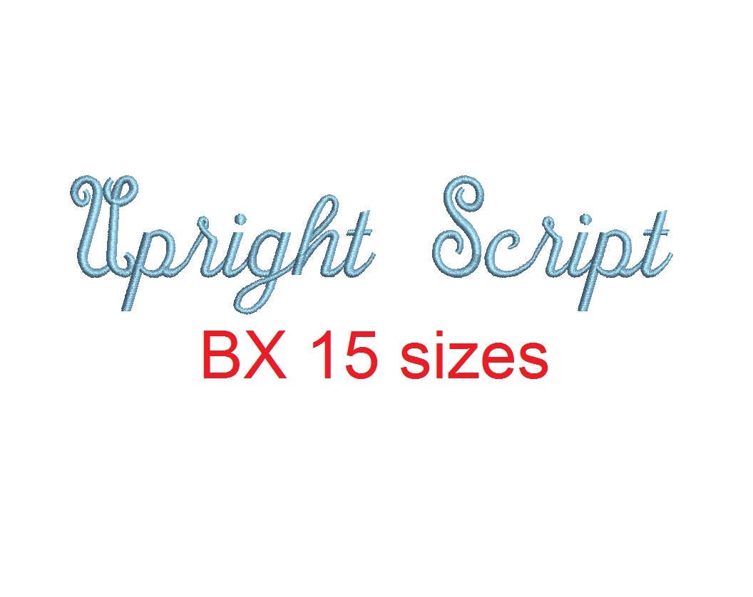 Upright Script Embroidery BX Font Sizes 0.25 (1/4), 0.50 (1/2), 1, 1.5 ...