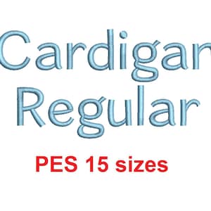 Cardigan Regular™ block embroidery font PES 15 Sizes 0.25 (1/4), 0.5 (1/2), 1, 1.5, 2, 2.5, 3, 3.5, 4, 4.5, 5, 5.5, 6, 6.5, and 7&quot; (RLA)
