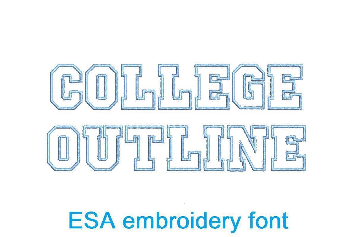 College Outline Satin ESA embroidery font embroidery font sample