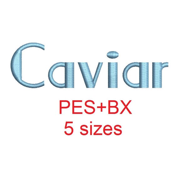 Kaviar-Stickschrift-Formate bx (das in 17 Maschinenformate umgewandelt wird) + pes, Größen 0,50 (1/2), 0,75 (3/4), 1, 1,5 und 2