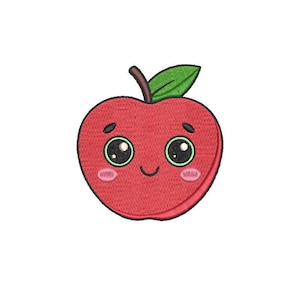 Apple Kawaii Embroidery Design