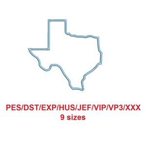 Texas embroidery applique pes/dst/exp/jef/hus/vip/vp3/xxx 9 Sizes