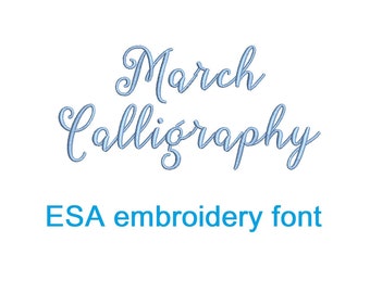 March Calligraphy ESA embroidery font with commercial license   (MHA)