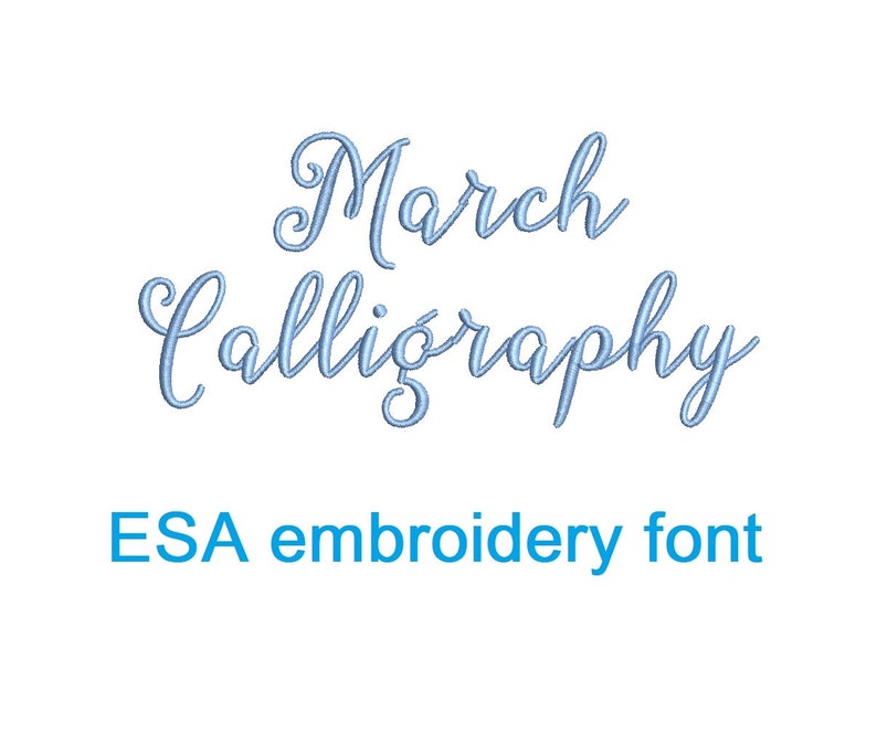 March Calligraphy ESA embroidery font with commercial license MHA image 1