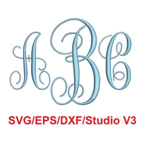 Vine monogram alphabet svg/eps/dxf/Studio v3 cutting files