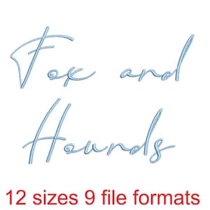 Fox and Hounds Borduurlettertype - 12 maten en 9 bestandsformaten