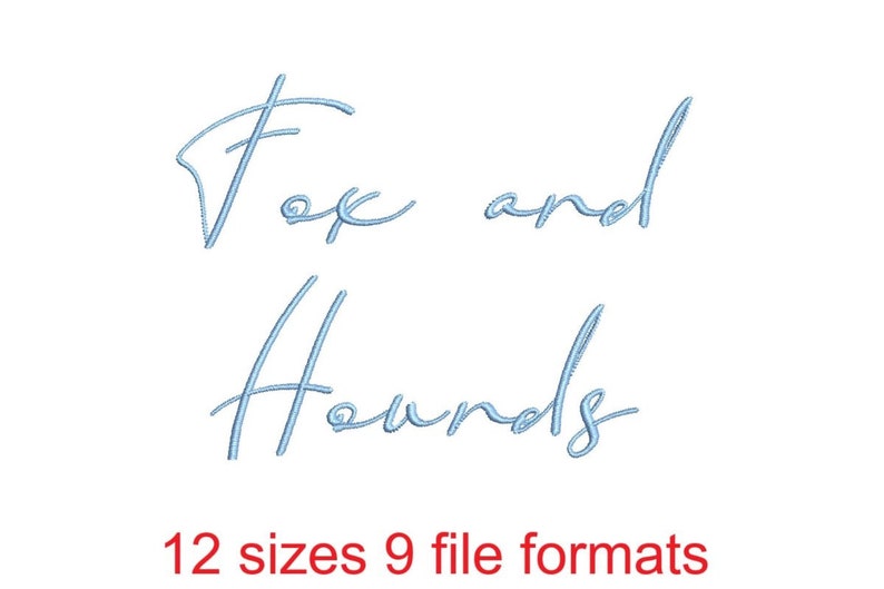 Cursive Foxes Fox and Hounds Embroidery Font - 12 Sizes and 9 File Formats - Etsy