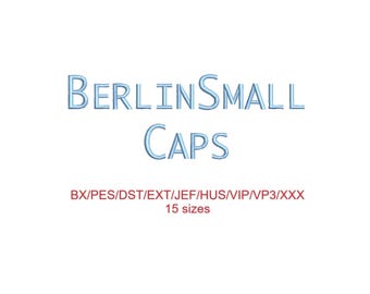 Berlin Small Caps embroidery font with commercial license