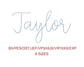 Taylor Bean Stitch machine embroidery font 6 sizes