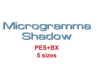 Microgramma Shadow 2 colors embroidery font bx + pes 5 sizes