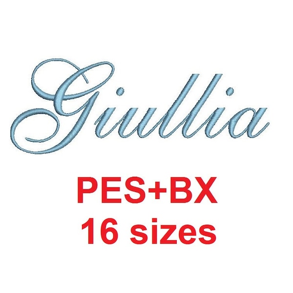 Formatos de fuente de bordado Giullia Script PES+BX 16 tamaños