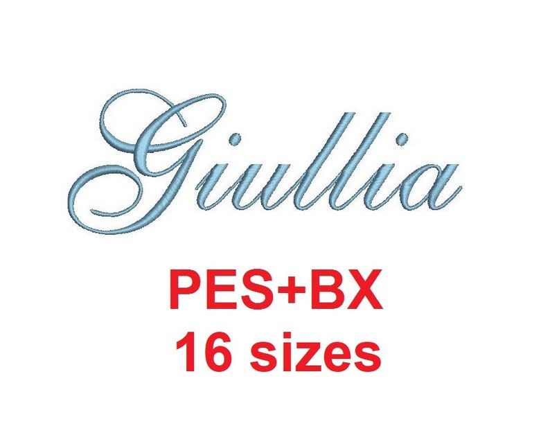 Giullia Script embroidery font formats PESBX 16 sizes image 1