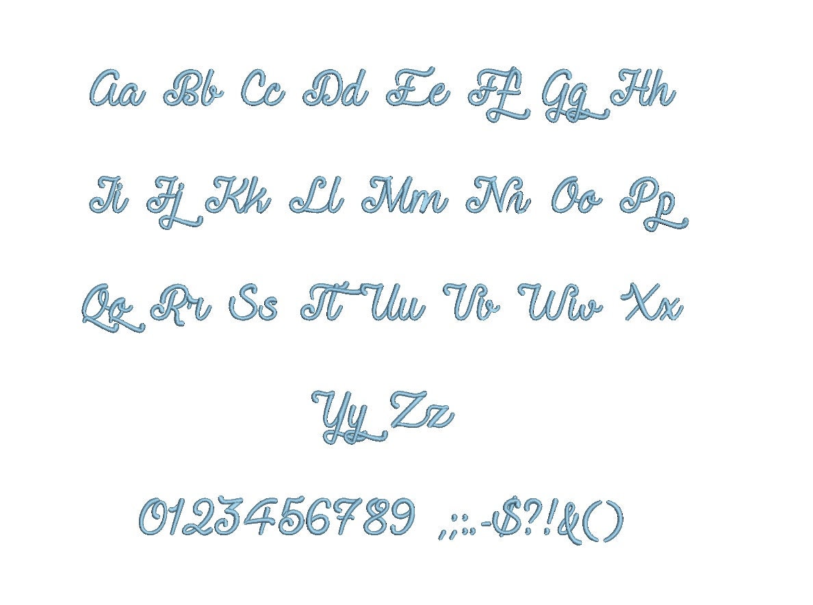 Requited Script Embroidery Font PES Format 15 Sizes 0.25 0.5 | Etsy