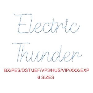 Electric Thunder bean stitch machine embroidery font 6 sizes (CFA)