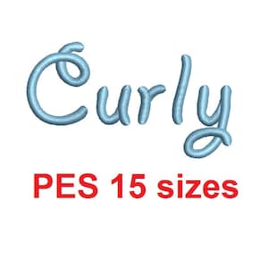 Curly Script embroidery font PES format 15 Sizes instant download