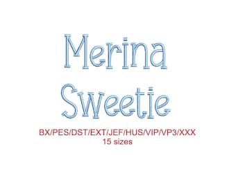 Merina Sweetie embroidery font with commercial license (SNAS)
