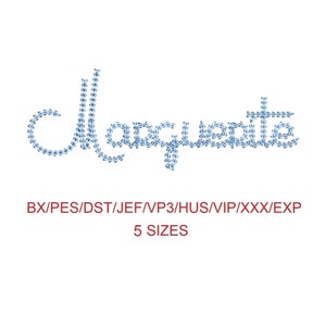 Marguerite thin chain stitch machine embroidery font 5 sizes