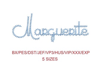 Marguerite thin chain stitch machine embroidery font 5 sizes