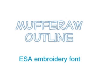 Mufferaw Outline ESA embroidery font RLA