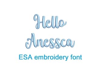 Hello Anessca ESA embroidery font (SNAS)