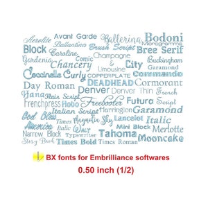 Pakket: 50 kleine BX 0,50" (1/2) borduurlettertypen - eerst proberen, daarna kopen!