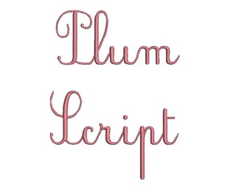 Plum Script embroidery font formats dst, exp, pes, jef and xxx, Sizes 1, 1.5 and 2 inches, instant download