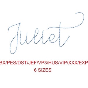 Juliet Bean Stitch machine embroidery font 6 sizes