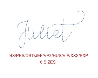 Juliet Bean Stitch machine embroidery font 6 sizes